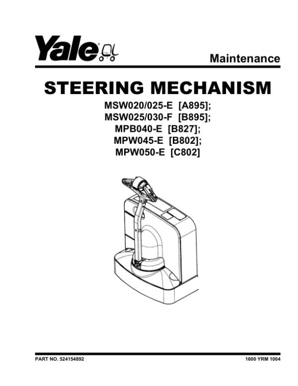 Yale MPB040E Stacker B827 Service Repair Manual Workshop Guide