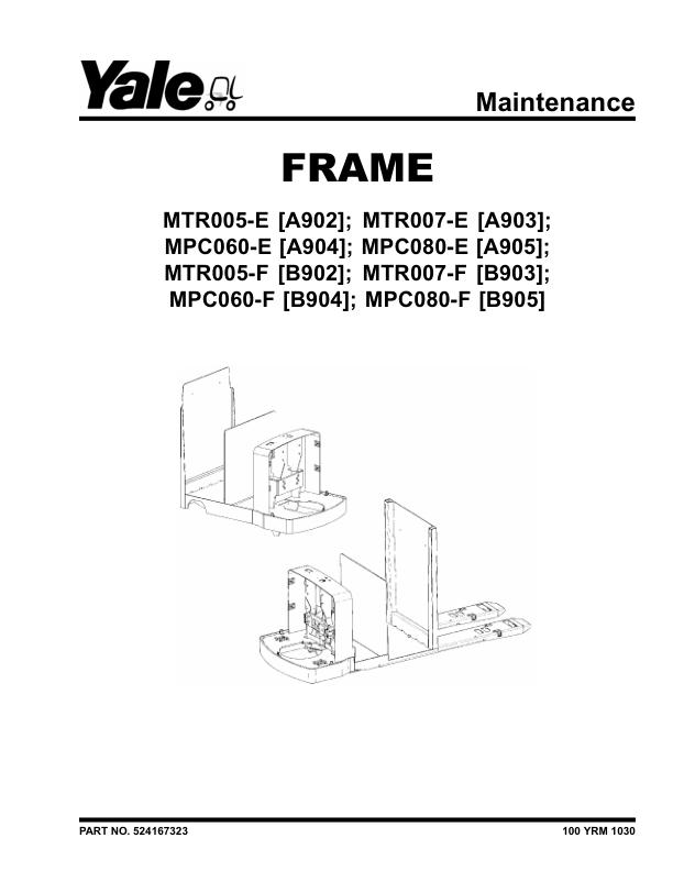 Yale MPC060F Pallet Truck B904 Service Repair Manual Workshop Guide