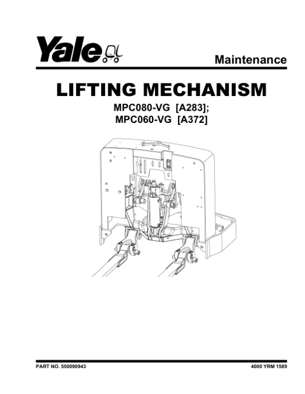 Yale MPC060VG, MPC080VG Pallet Truck A372 Series Repair Manual Workshop Guide