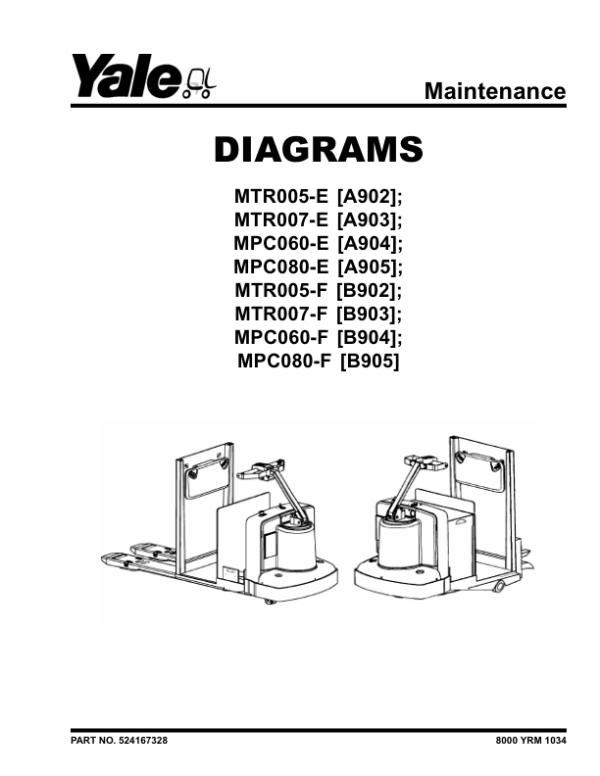 Yale MPC080F Pallet Truck B905 Service Repair Manual Workshop Guide