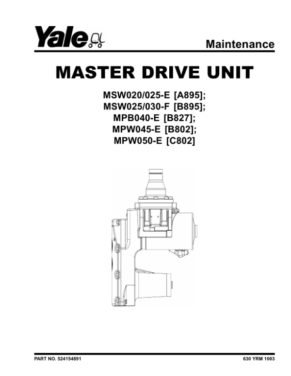 Yale MPW045E Pallet B802 Service Repair Manual Workshop Guide