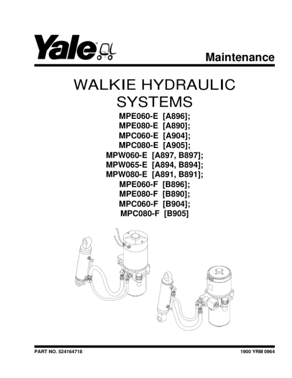 Yale MPW080E Pallet A891 Service Repair Manual Workshop Guide