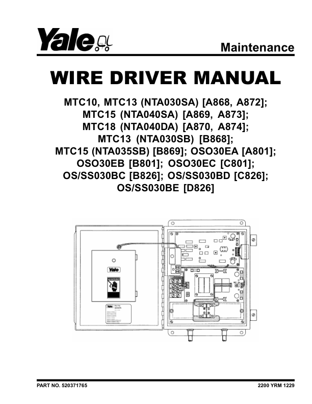 Yale MTR005F, MTR007F Tow Tractor C902 Series Repair Manual Workshop Guide