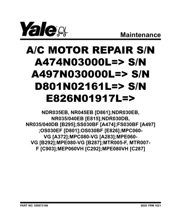 Yale MVP080VH Rider Pallet Jack C287 Service Repair Manual Workshop Guide