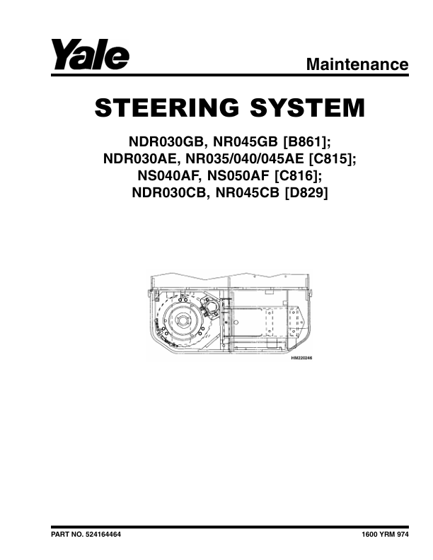 Yale NDR030CB, NR045CB Reach Truck D829 Series Repair Manual Workshop Guide