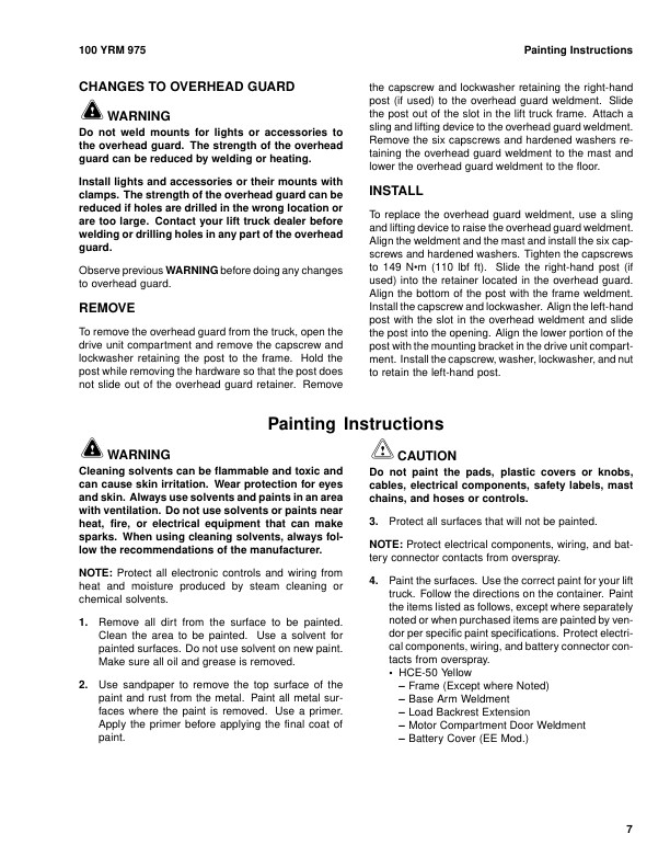 Yale NDR030CB, NR045CB Reach Truck D829 Series Repair Manual Workshop Guide