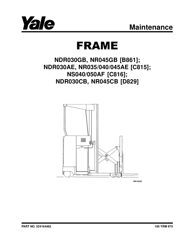 Yale NDR030GB, NR045GB Stacker B861 Service Repair Manual Workshop Guide