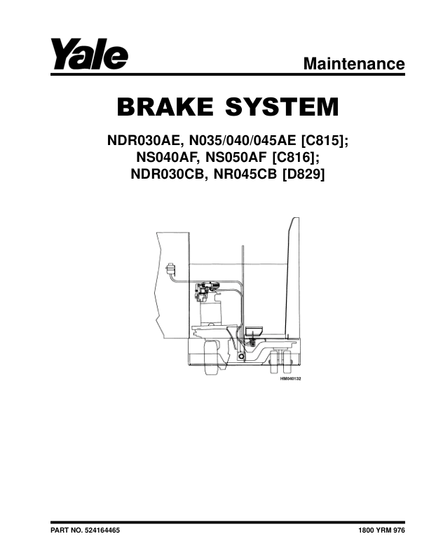 Yale NR035AE, NR040AE, NDR030AE Forklift C815 Service Repair Manual Workshop Guide