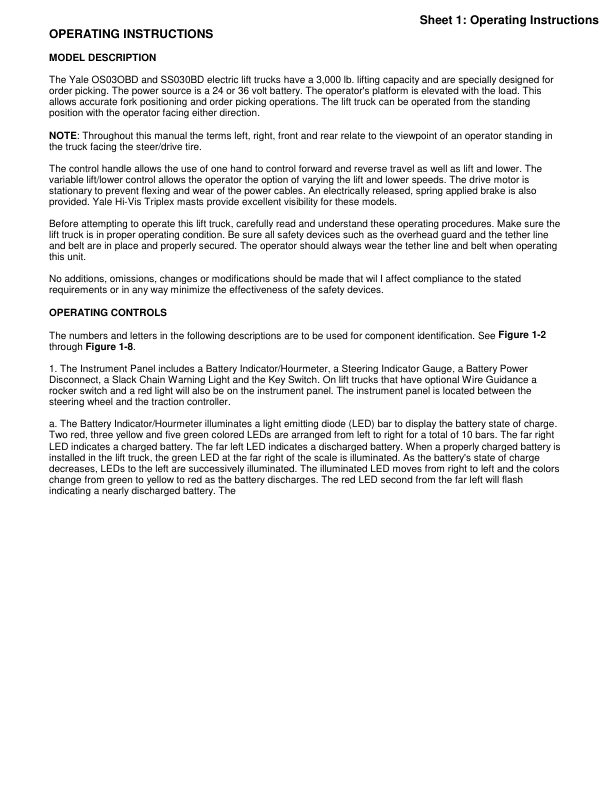Yale OS030BD SS030BD OS030EB Forklift C826 Forklift Service Repair Manual Workshop Guide
