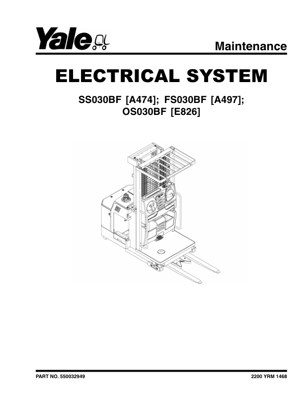 Yale OS030EF Order Selector D801 Series Repair Manual Workshop Guide
