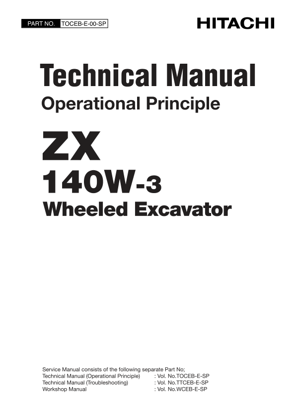 Hitachi ZX140W-3 Wheel Excavator Service Repair Manual