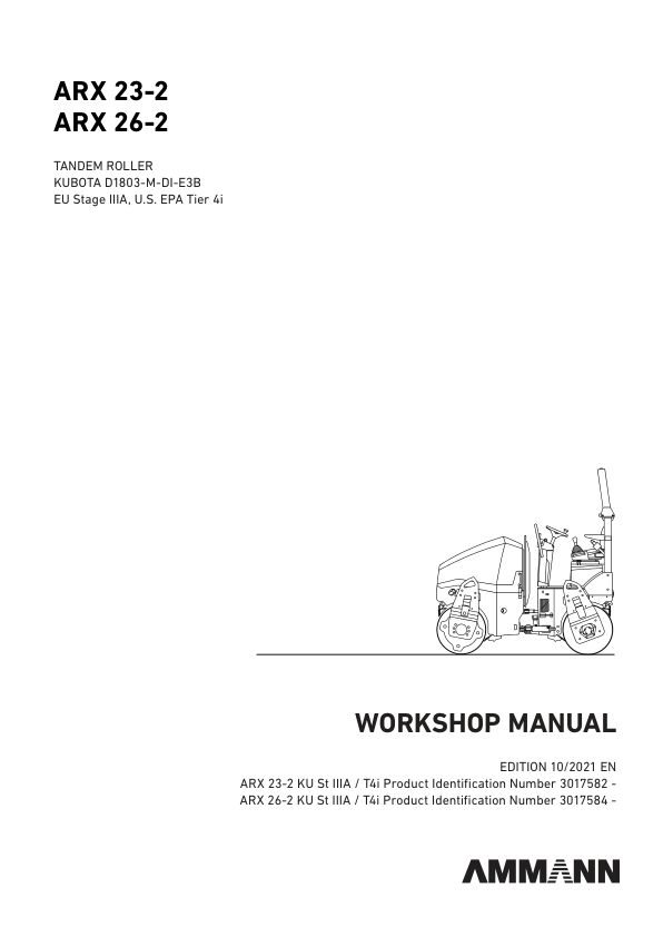Ammann ARX 23-2, ARX 23-2C Tandem Roller Workshop Repair Manual Workshop Guide